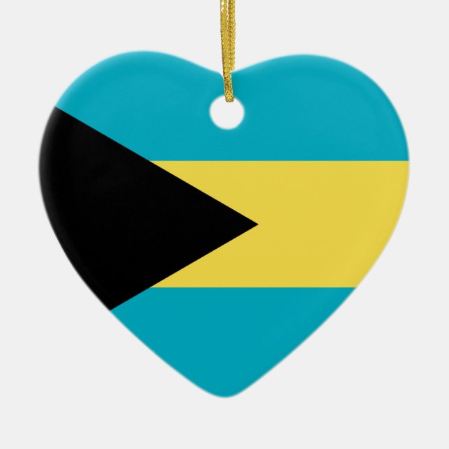 Bahamas flaggahjärta julgransprydnad keramik (Framsidan)