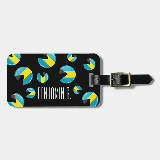 Bahamas flaggarunda och glansigt bagagebricka (Horisontell Framsida)