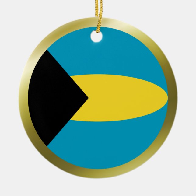Bahamas flaggprydnad julgransprydnad keramik (Framsidan)