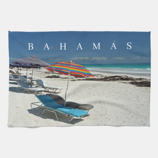 Bahamas Harbour Island Beach visuellt tehanddum Kökshandduk (Horisontell)