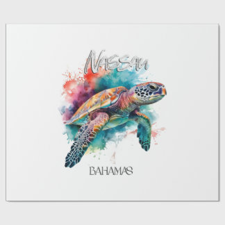 Bahamas havssköldpadda bahamansk flagga strand sto presentpapper