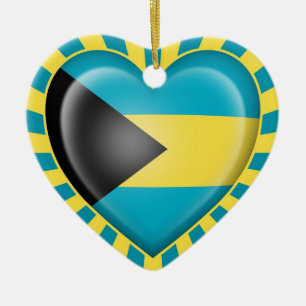 Bahamas hjärtaflagga med solstrålar julgransprydnad keramik