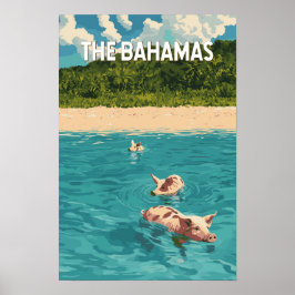 Bahamas Illustration Resa Konst Vintage Poster
