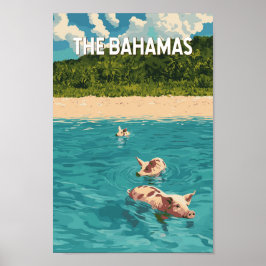 Bahamas Illustration Travel Art Vintage Poster