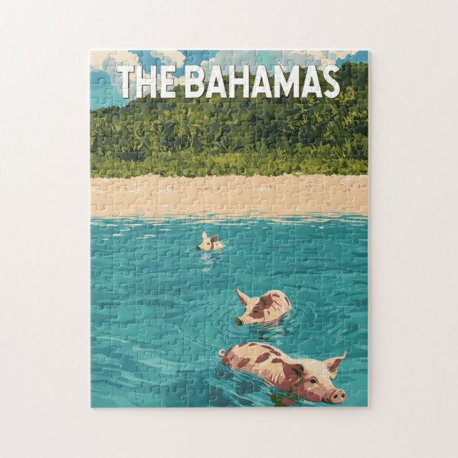 Bahamas Illustration Travel Art Vintage Pussel (Vertikal)