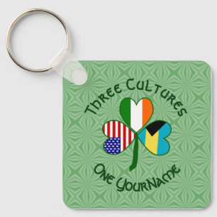 Bahamas Irland USA-flaggor Shamrock Ditt Namn Nyckelring