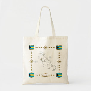 Bahamas Karta + Flaggor Bag Tygkasse