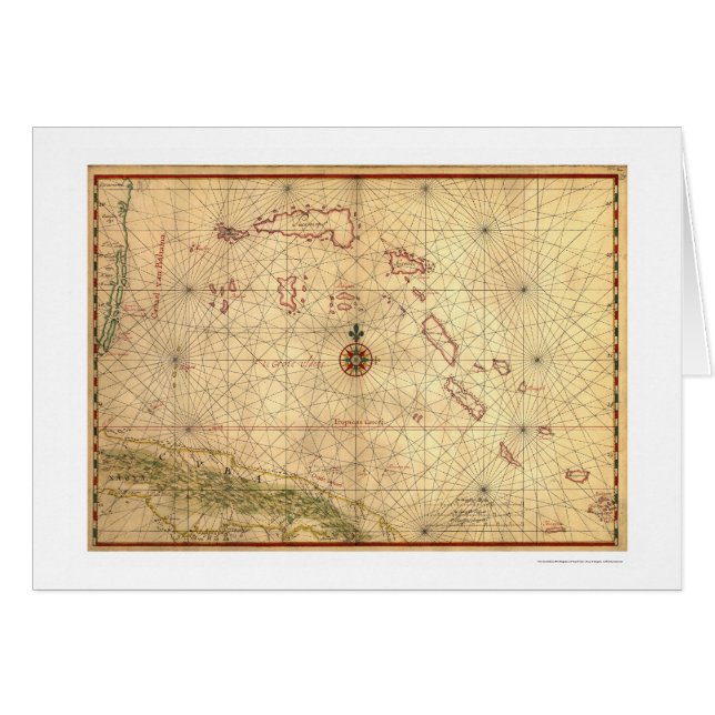 Bahamas & Kubakarta 1650 Hälsningskort (Framsidan Horizontal)