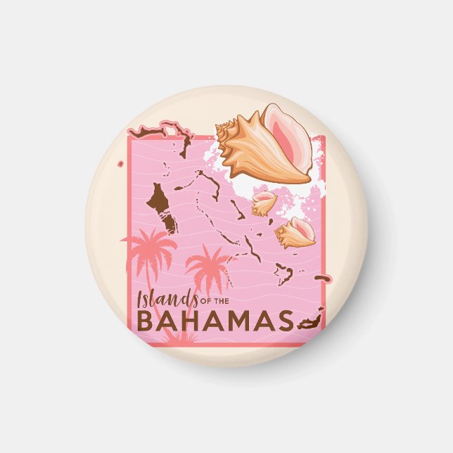 Bahamas Magnet Vacation Cruise Bahamas Karta Conch (Framsidan)