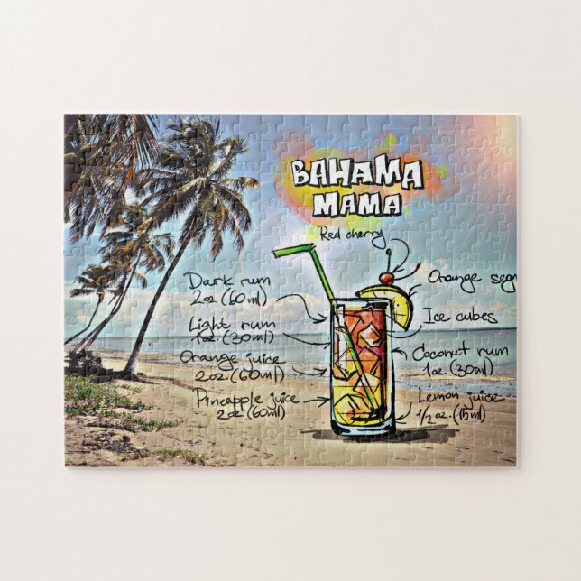 Bahamas Mama Cocktail Drink Recept Pussel (Horisontell)
