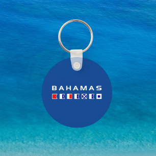 Bahamas Maritime Nautical Signal Flaggor Mörk Färg Nyckelring
