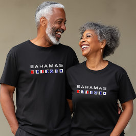 Bahamas Maritime Nautical Signal Flaggor Mörk Färg T Shirt