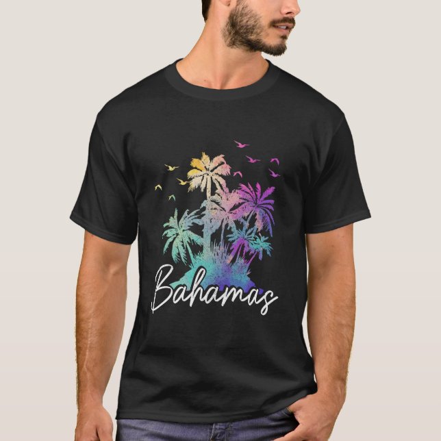 Bahamas Nassau Beach Palm Trees Vacation T Shirt (Framsida)