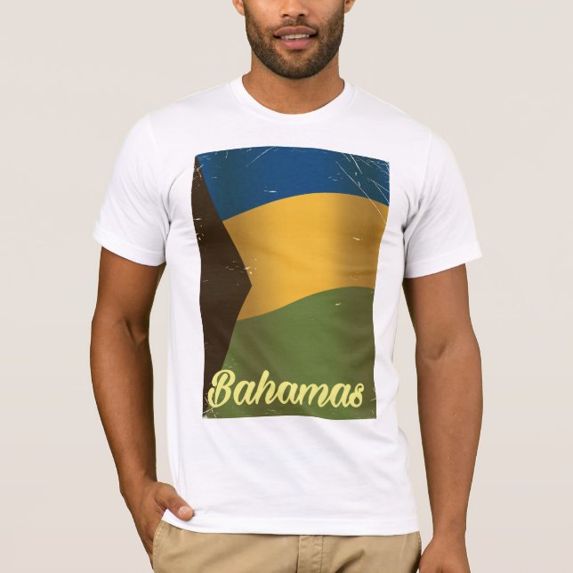 Bahamas nationalflagga vintage reseskylt tee shirt (Framsida)
