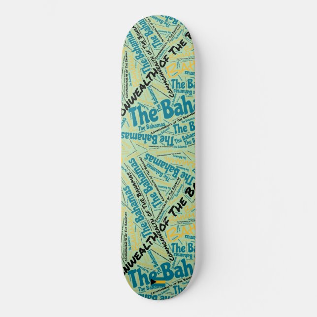 Bahamas Nationell Stolthet Wordcloud Skateboard (Framsida)