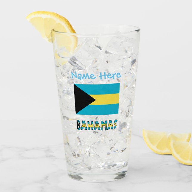 Bahamas och Bahamian Flagga Blue Personalization Glaskopp (Framsida Ice)