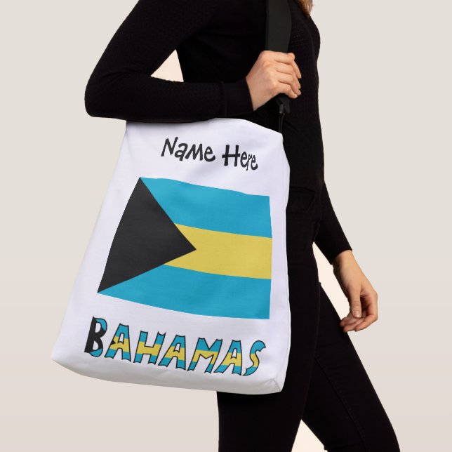 Bahamas och Bahamian Flagga med ditt namn Axelväska (Närbild)
