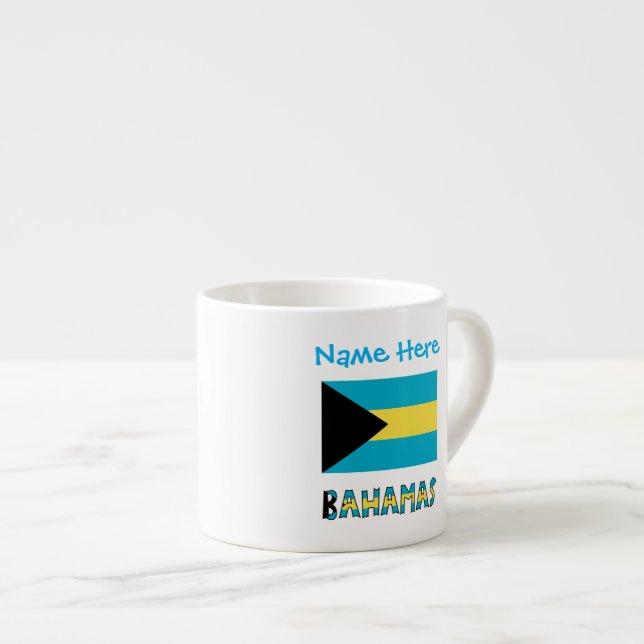 Bahamas och Bahamian Flagga med ditt namn Espressomugg (Framsida höger)