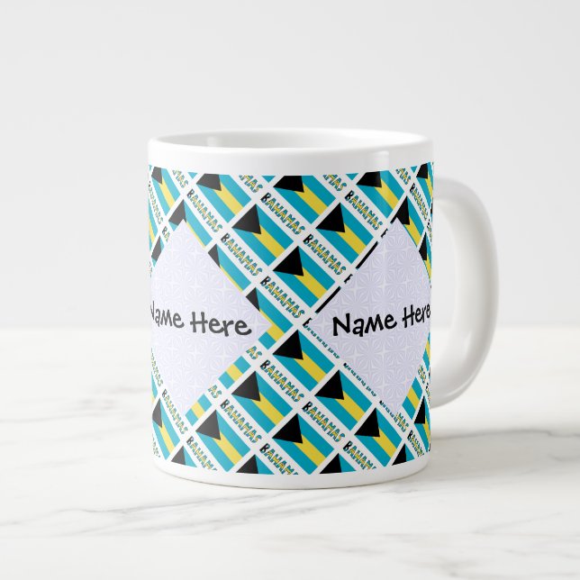 Bahamas och Bahamian Flagga Tiled Personlig Jumbo Mugg (Framsida höger)