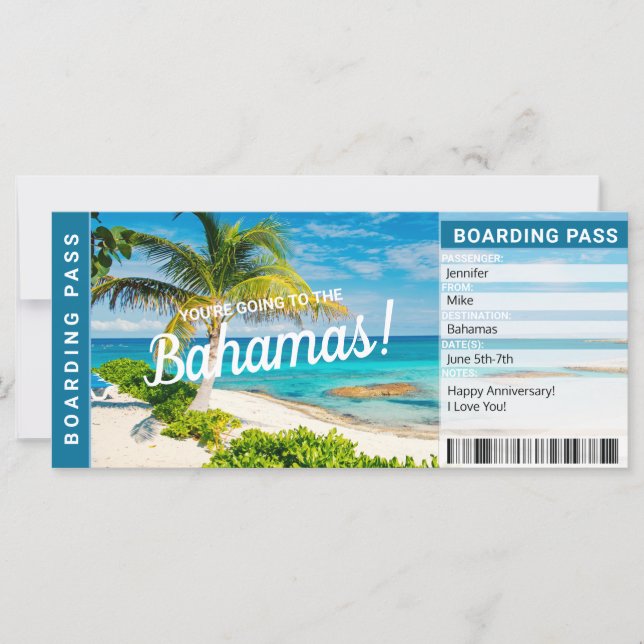 Bahamas Överraskningsresa Boarding Pass Present Bi (Framsida)