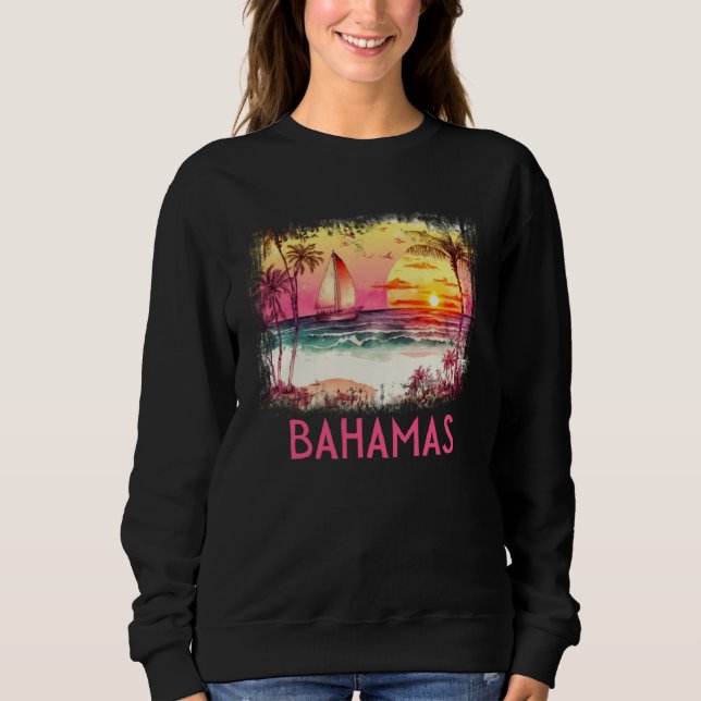 Bahamas Palm Tree Beach Vacation Summer and Surf T Shirt (Framsida)