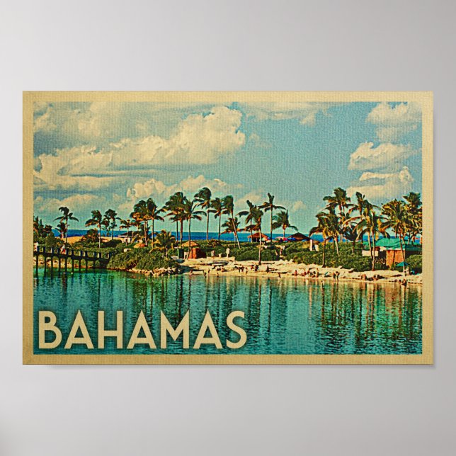 Bahamas Poster Vintage resor Poster Beach Island (Framsidan)