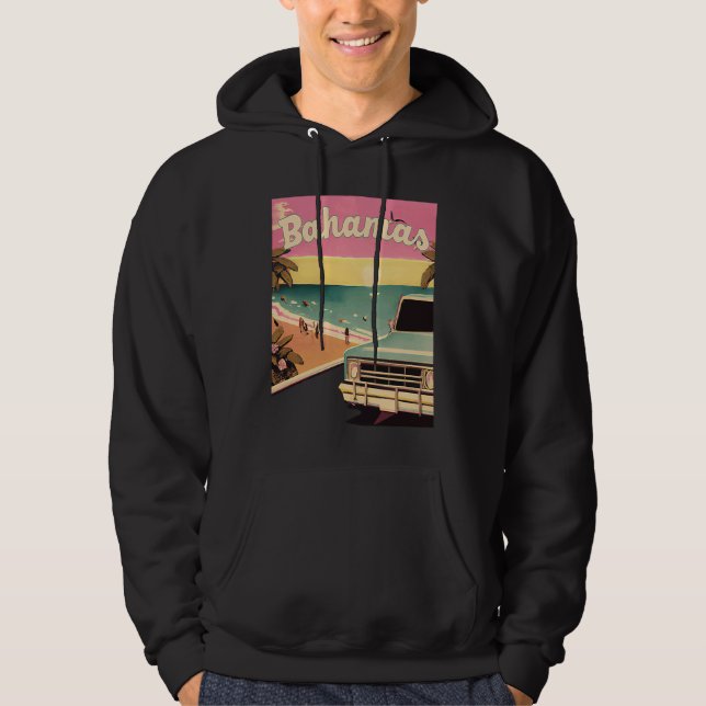 Bahamas Retro Beach Vacation Graphics Bahamas Surf Hoodie (Framsida)