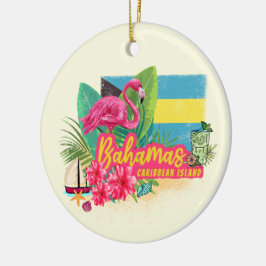 Bahamas retro caribbönöns flamingo-vintage julgransprydnad keramik