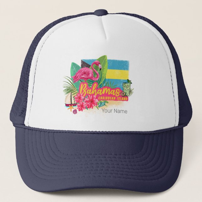 Bahamas retro caribbönöns flamingo-vintage keps (Framsida)