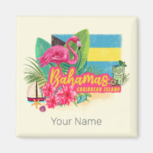 Bahamas retro caribbönöns flamingo-vintage magnet