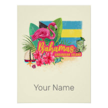 Bahamas retro caribbönöns flamingo-vintage