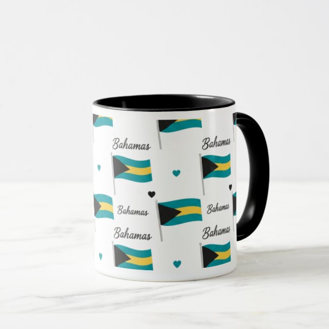 Bahamas Roots Pattern Mug | Caribbean Flag Mugg (Framsida höger)