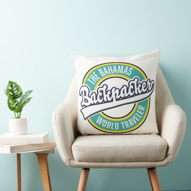 Bahamas Ryggsäcksvärld Resenär retro logotyp. Kudde (Stol)
