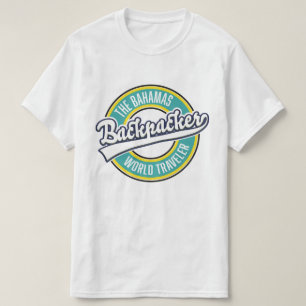 Bahamas Ryggsäcksvärld Resenär retro logotyp. T Shirt