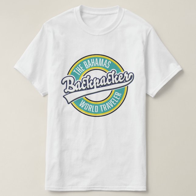 Bahamas Ryggsäcksvärld Resenär retro logotyp. T Shirt (Design framsida)