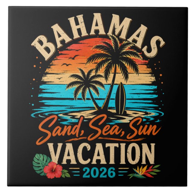 Bahamas Sand Sjö Sol Semester 2026 Kakelplatta (Framsidan)