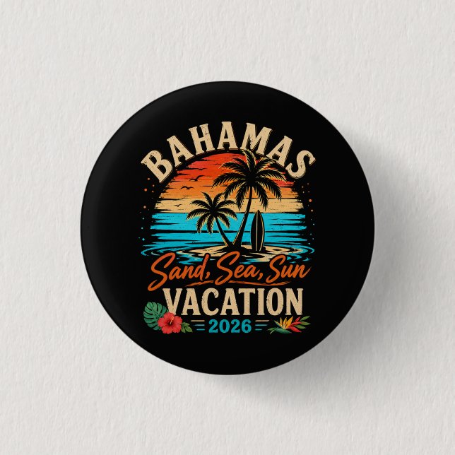 Bahamas Sand Sjö Sol Semester 2026 Knapp (Framsida)