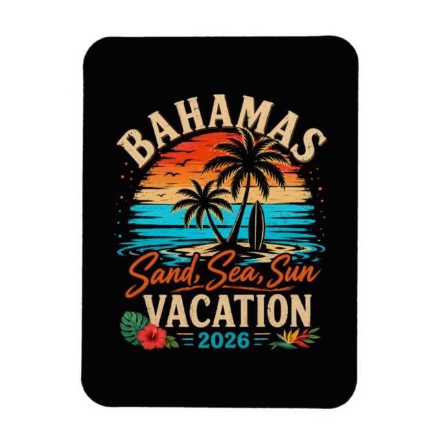 Bahamas Sand Sjö Sol Semester 2026 Magnet (Vertikal)