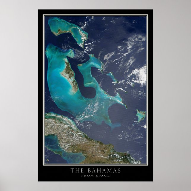 Bahamas Satellite Poster Karta (Framsidan)