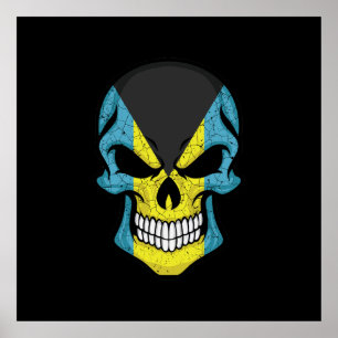 Bahamas Smiling Skull Flagga Poster
