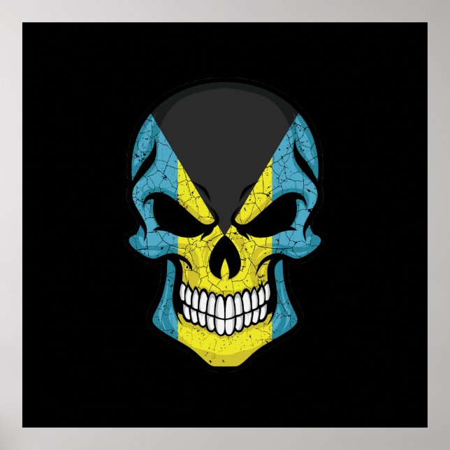 Bahamas Smiling Skull Flagga Poster (Framsidan)