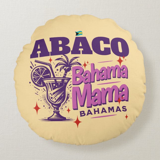 Bahamas Souvenir Gift: Abaco Bahamas Bahama Mamma Rund Kudde (Framsidan)