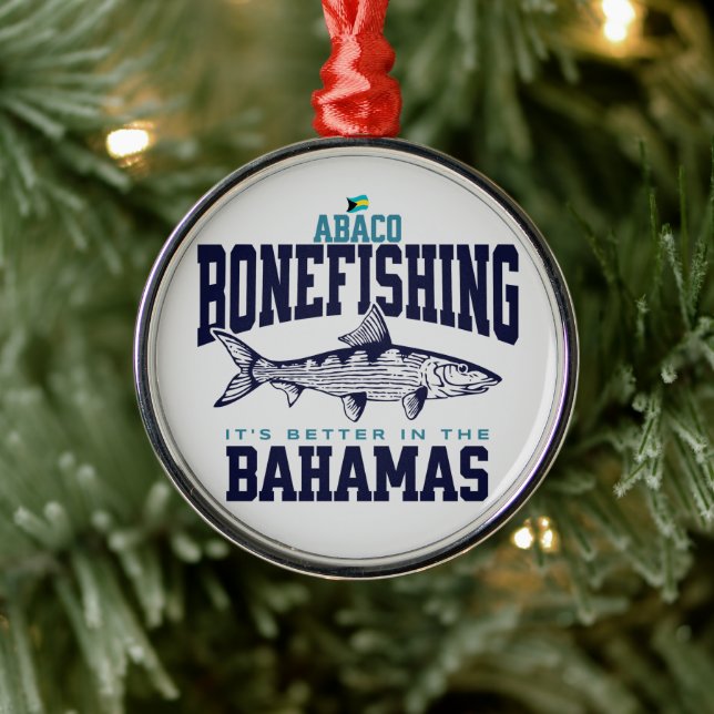 Bahamas Souvenir Gift: Abaco Bahamas Bonefishing Julgransprydnad Metall (Träd)