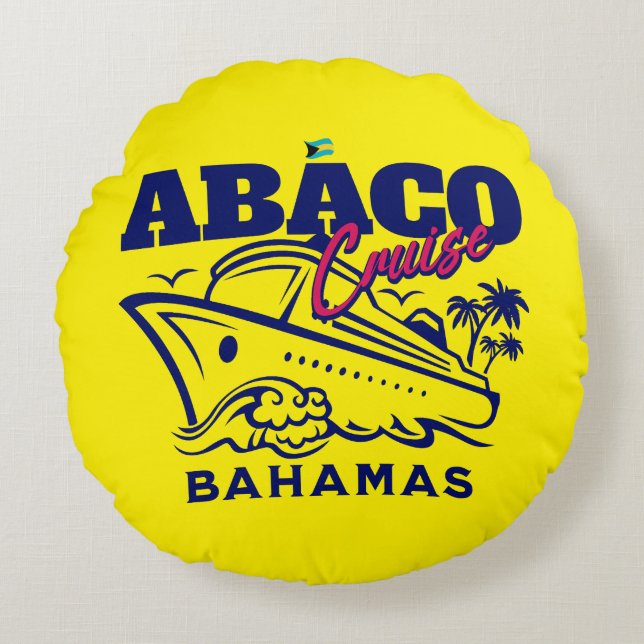 Bahamas Souvenir Gift: Abaco Bahamas Cruise Rund Kudde (Framsidan)
