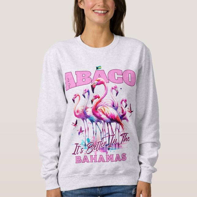 Bahamas Souvenir Gift: Abaco Bahamas Flamingo T Shirt (Framsida)