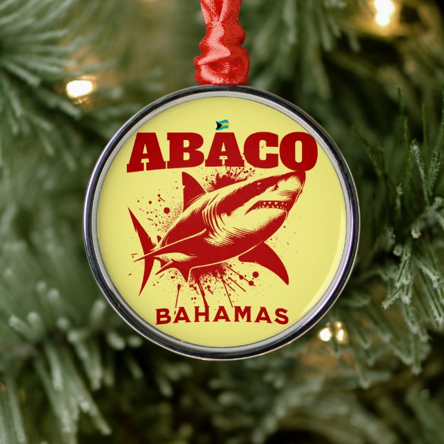 Bahamas Souvenir Gift: Abaco Bahamas Shark Fish Julgransprydnad Metall (Träd)