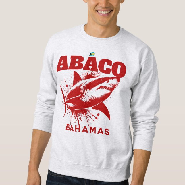 Bahamas Souvenir Gift: Abaco Bahamas Shark Fish Lång Ärmad Tröja (Framsida)