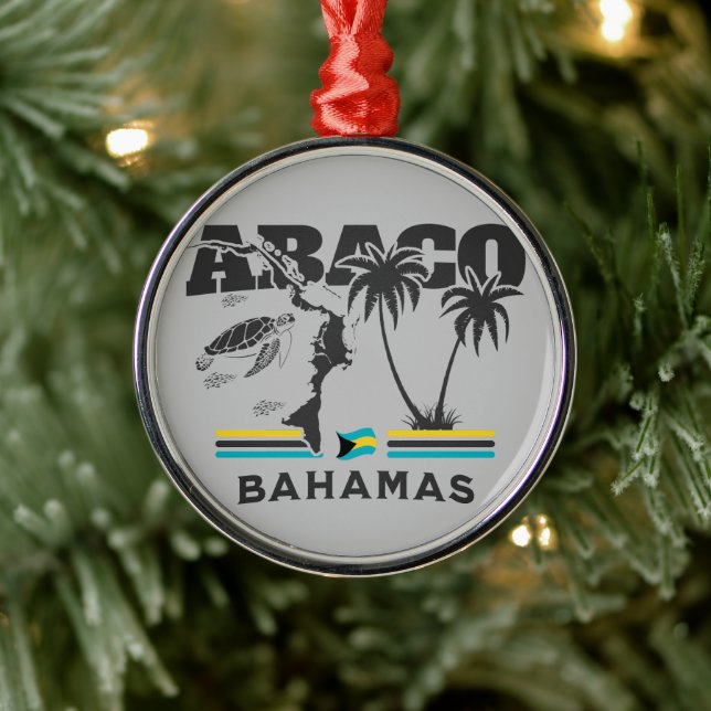 Bahamas Souvenir Gift: Abaco Bahamas Självständigh Julgransprydnad Metall (Träd)