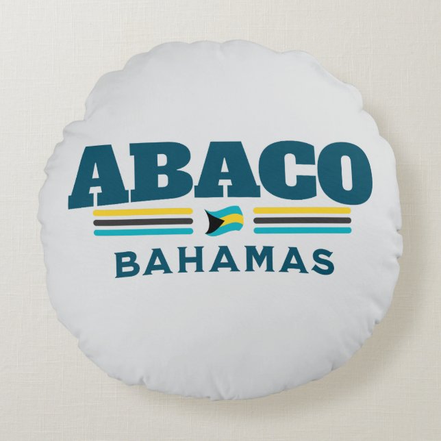 Bahamas Souvenir Gift: Abaco Bahamas Självständigh Rund Kudde (Framsidan)