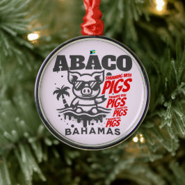 Bahamas Souvenir Gift: Abaco Bahamas Swimming Gris Julgransprydnad Metall